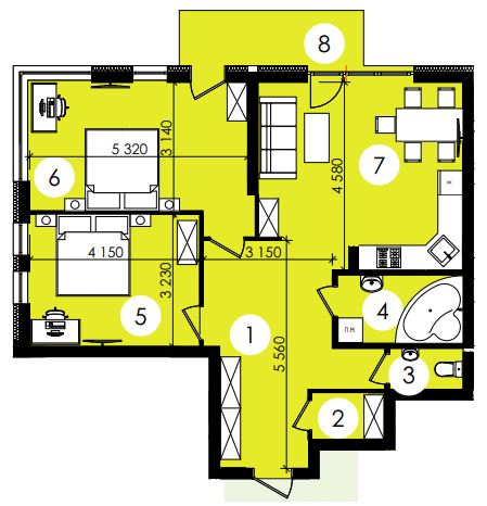 2-комнатная 81.36 м² в ЖК Royal Park от 15 500 грн/м², г. Дубляны