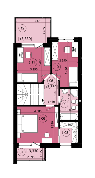 Таунхаус 113.14 м² в КП Палитра от застройщика, с. Лапаевка