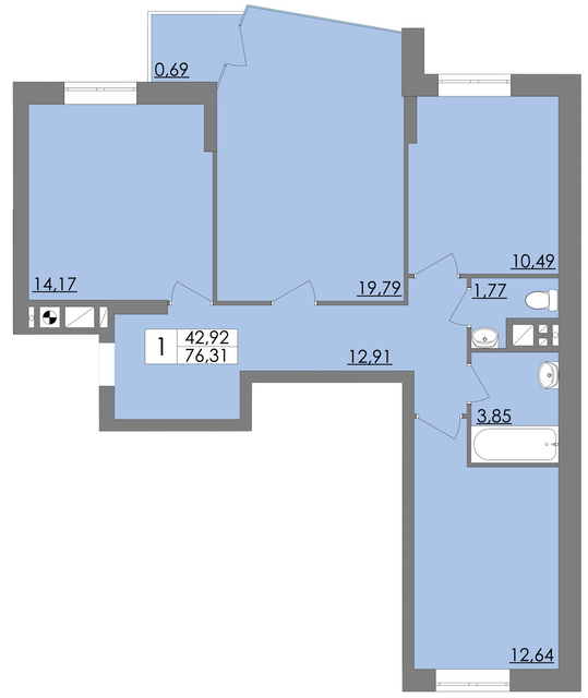 3-комнатная 76.31 м² в ЖК Соната от 13 600 грн/м², Львов