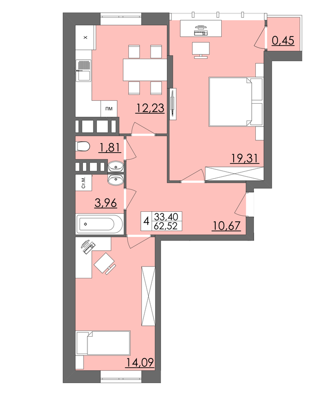 2-комнатная 62.52 м² в ЖК Родинна казка от 14 000 грн/м², Черновцы