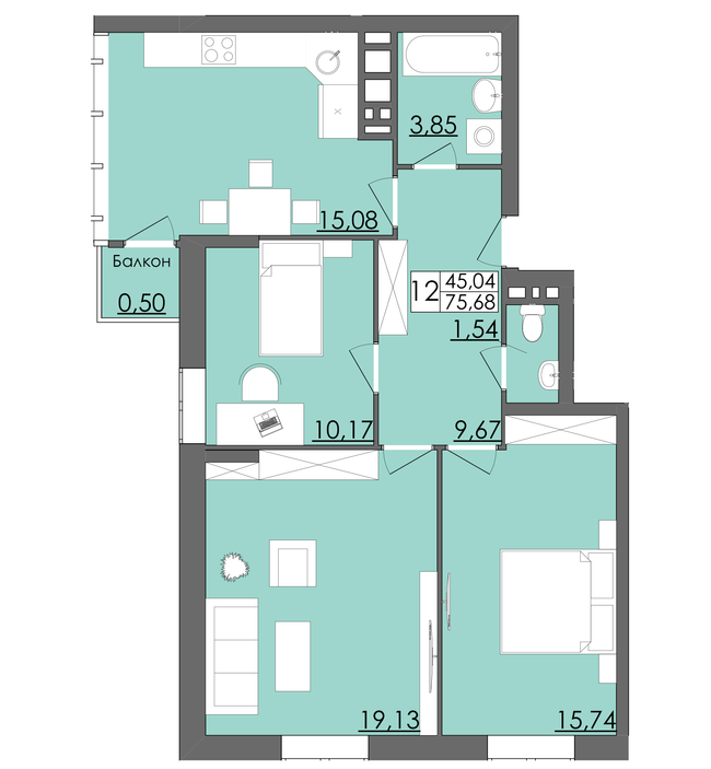 3-комнатная 75.68 м² в ЖК Родинна казка от 12 500 грн/м², Черновцы