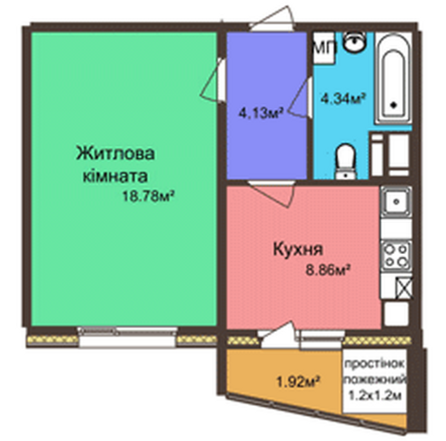 1-комнатная 38.03 м² в ЖК на вул. Колективна, 4/1 от 16 000 грн/м², Полтава