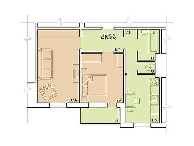 2-комнатная 53.05 м² в ЖК на ул. Грушевского, 10 от 8 500 грн/м², г. Лубны