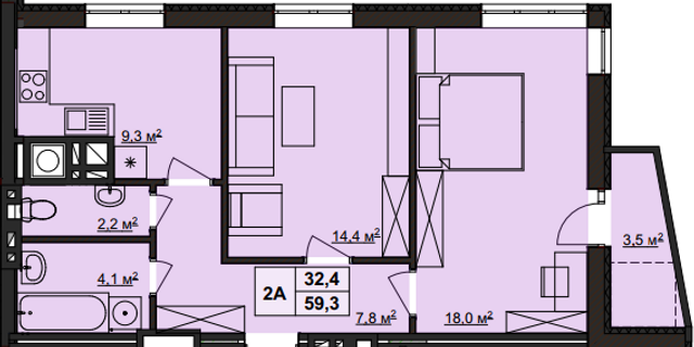 2-комнатная 59.3 м² в ЖК Варшавський от 14 900 грн/м², г. Сарны