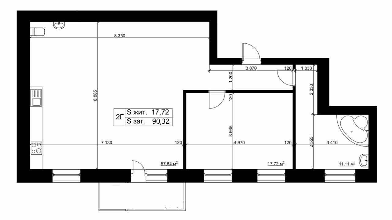 3-комнатная 90.32 м² в ЖК Эспланада от 17 600 грн/м², Сумы