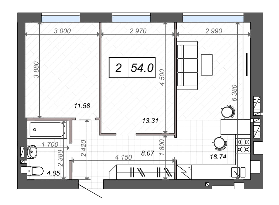 2-комнатная 54 м² в ЖК Новые Метры Club от 20 000 грн/м², г. Ирпень