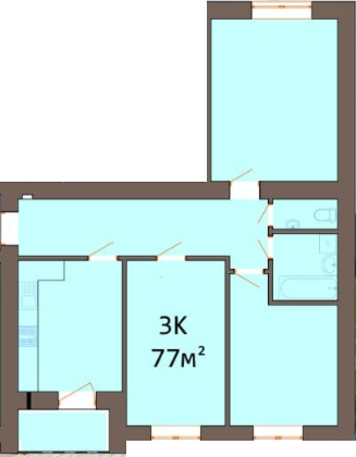 3-комнатная 77 м² в ЖК Затишна оселя от 11 000 грн/м², с. Волчинец