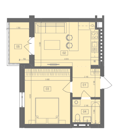 1-комнатная 42.3 м² в ЖК Этно Дом от 13 900 грн/м², с. Горишний