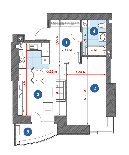 1-комнатная 57.33 м² в ЖК City Park от 22 000 грн/м², г. Кременчуг