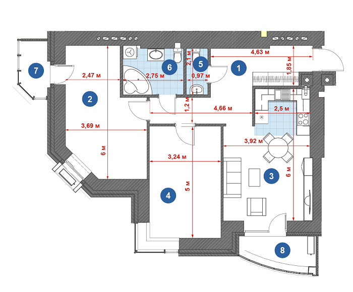 2-кімнатна 83.61 м² в ЖК City Park від 22 000 грн/м², м. Кременчук