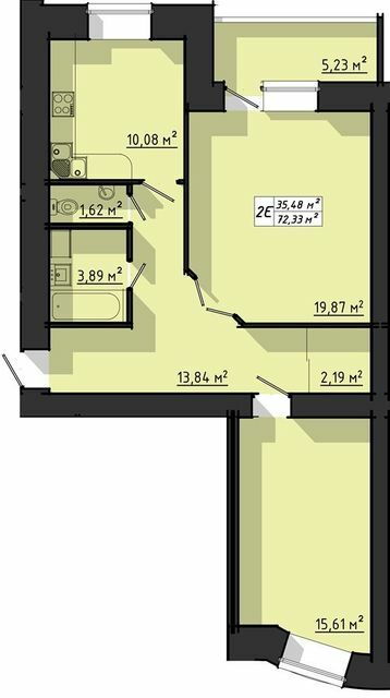 2-кімнатна 72.33 м² в ЖК на вул. Київська від 15 000 грн/м², Тернопіль