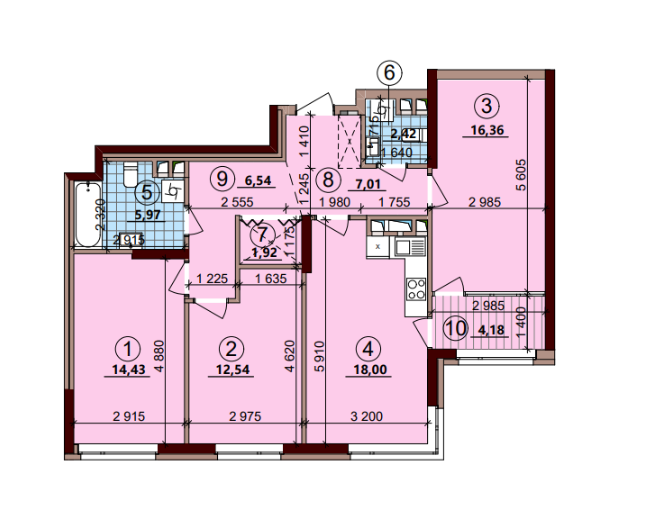 3-комнатная 89.37 м² в ЖК Варшавский Плюс от застройщика, Киев