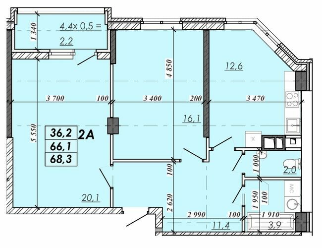 2-кімнатна 68.3 м² в ЖК RealPark від 15 550 грн/м², Одеса