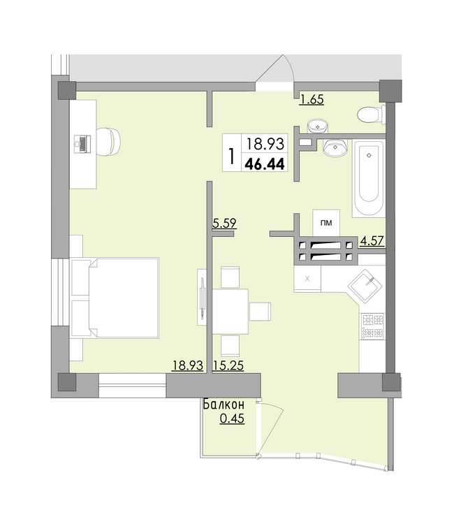 1-кімнатна 46.44 м² в ЖК Місто Мрій від 16 750 грн/м², Одеса