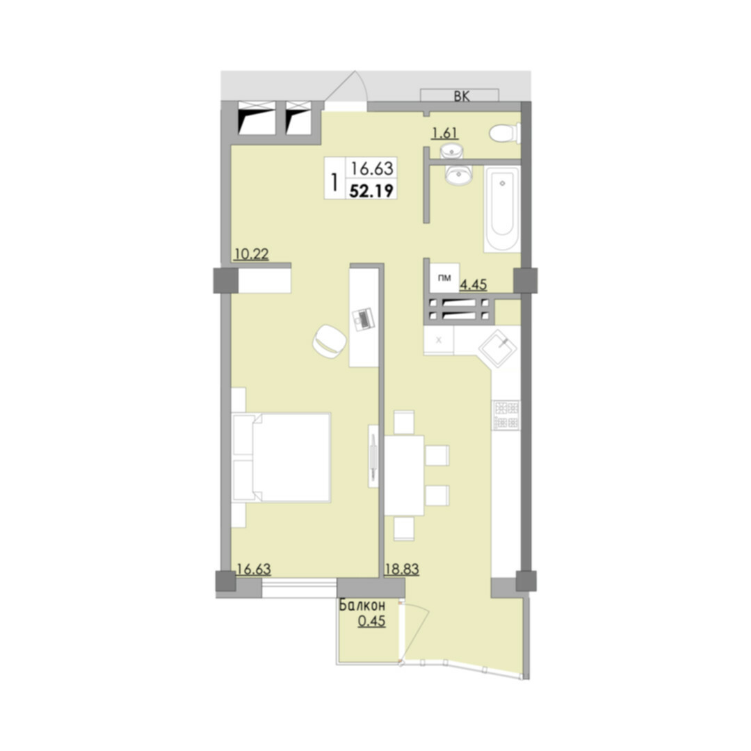 1-комнатная 52.19 м² в ЖК Місто Мрій от 16 750 грн/м², Одесса