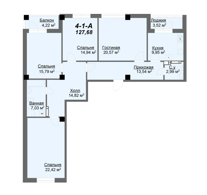 4-кімнатна 131.03 м² в ЖК Резиденція від 33 000 грн/м², Харків