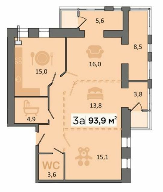 3-кімнатна 93.9 м² в ЖК Dubinina від 21 650 грн/м², Дніпро