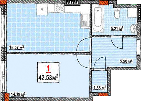 1-кімнатна 42.53 м² в КБ Консул від 37 500 грн/м², Одеса