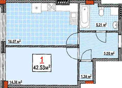 1-комнатная 42.53 м² в КД Консул от 37 500 грн/м², Одесса