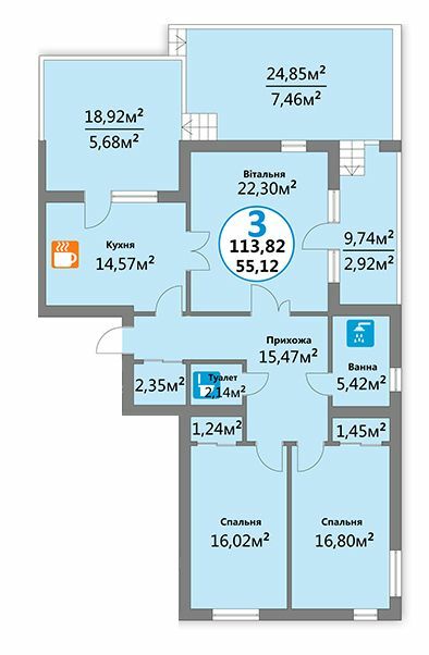 3-кімнатна 113.82 м² в ЖК Еко-дім на Надійній від 15 500 грн/м², Львів