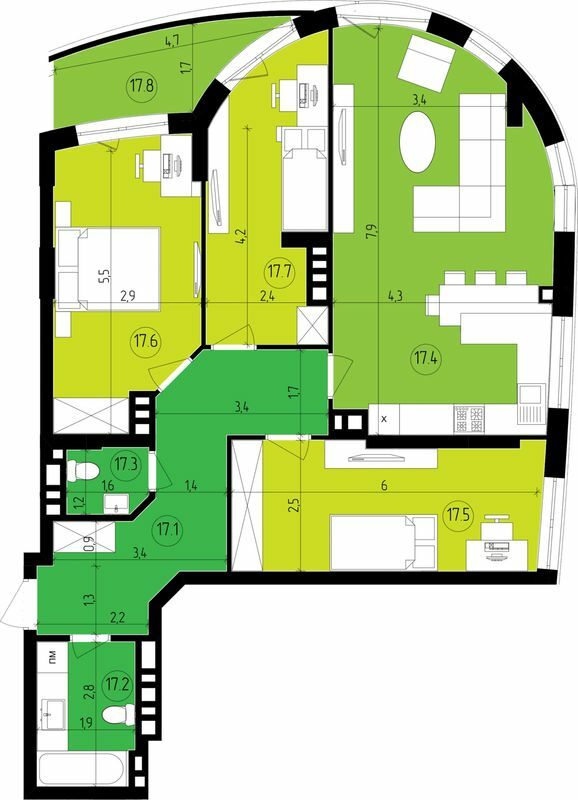 3-кімнатна 95 м² в ЖК Парус Smart від забудовника, Львів