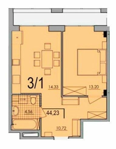 1-комнатная 44.23 м² в ЖК Comfort City от 26 150 грн/м², Днепр