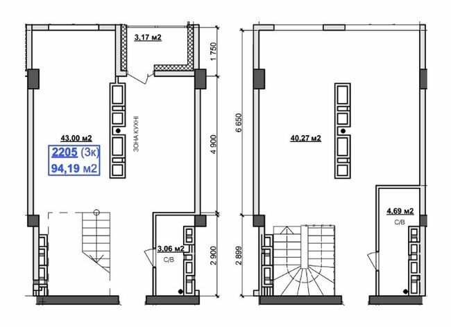 Двухуровневая 94.19 м² в ЖК Славия от 27 950 грн/м², Днепр