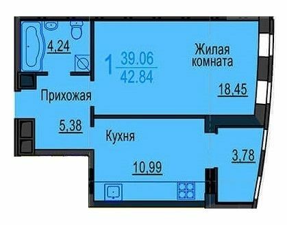 1-комнатная 42.84 м² в ЖК Меридиан от 13 550 грн/м², Харьков