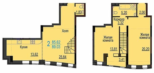 Дворівнева 89.03 м² в ЖК Меридіан від 13 700 грн/м², Харків