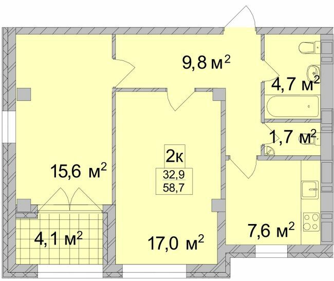 2-комнатная 58.7 м² в ЖК ТИТУЛ Дом на Пушкинской от 34 750 грн/м², Харьков