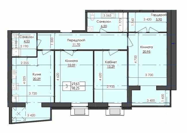 3-кімнатна 98.25 м² в ЖК Престиж від 13 100 грн/м², м. Южноукраїнськ