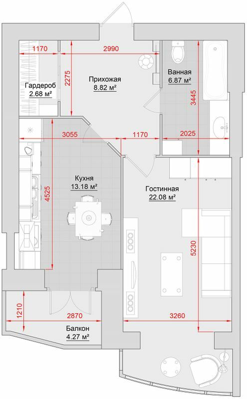 1-комнатная 58 м² в ЖК на ул. Майора Борищака, 17/48 от застройщика, г. Кременчуг