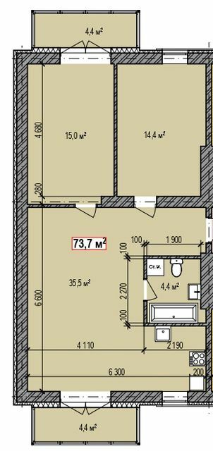 3-кімнатна 73.7 м² в ЖК Dresden від 17 000 грн/м², м. Кам’янське