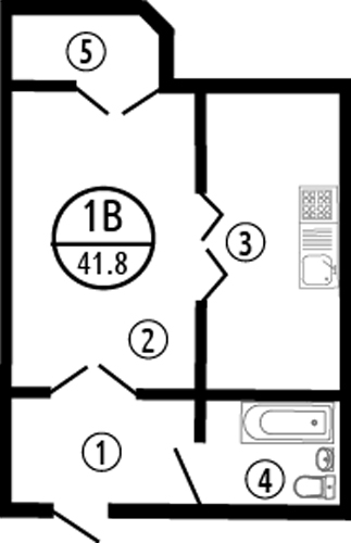 1-комнатная 41.8 м² в ЖК Парковий от 28 900 грн/м², Полтава