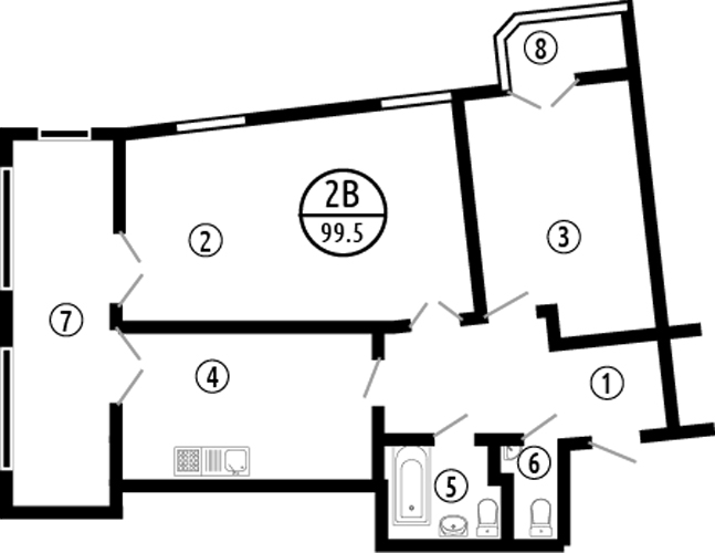 2-кімнатна 99.5 м² в ЖК Парковий від 28 050 грн/м², Полтава