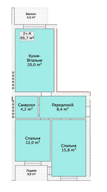 2-комнатная 65.7 м² в ЖК по пер. Сквозной, 31 от 23 050 грн/м², Винница