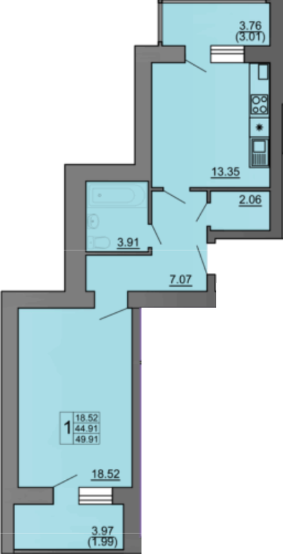 1-кімнатна 49.91 м² в ЖК на вул. Володимира Великого, 9 від 14 000 грн/м², Тернопіль