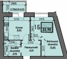 1-комнатная 33.9 м² в ЖК Iceberg от 12 400 грн/м², Сумы