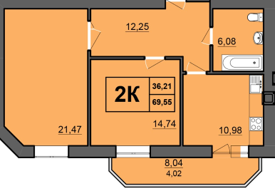 2-кімнатна 69.55 м² в ЖК Europa Haus від 21 550 грн/м², Рівне