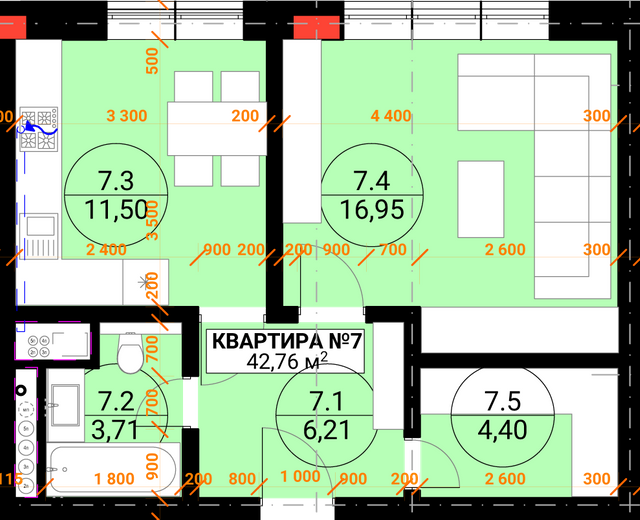 1-комнатная 42.76 м² в ЖК Грот от 23 950 грн/м², Ужгород