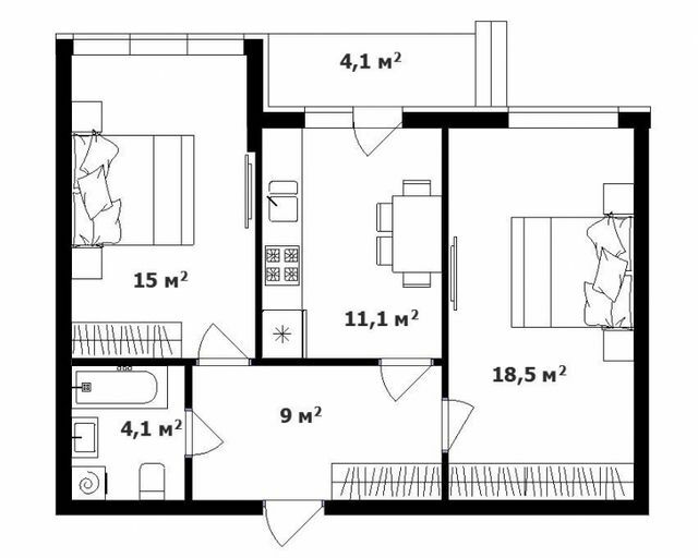 2-кімнатна 58 м² в ЖК Карпатського від 21 950 грн/м², с. Минай