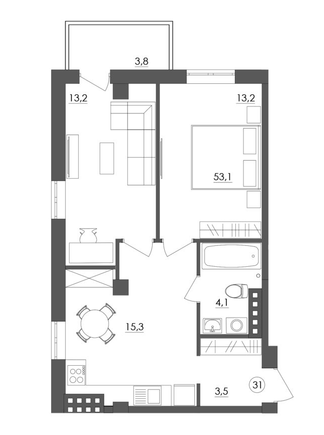 2-комнатная 53.8 м² в ЖК Дом на Мещанской от 27 700 грн/м², Одесса