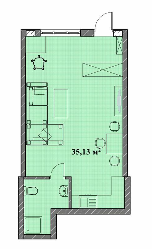 Смарт 35.13 м² в ЖК Маріїнський від забудовника, смт Великодолинське