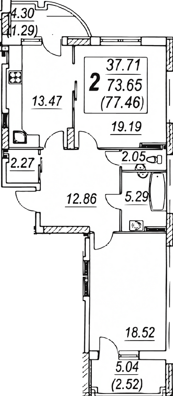 2-комнатная 77.92 м² в ЖК Новые Черемушки от 17 500 грн/м², Одесса