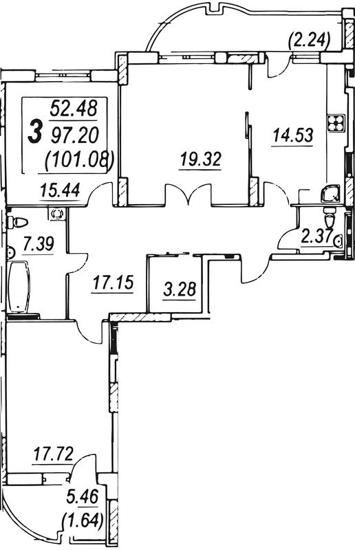 3-кімнатна 101.08 м² в ЖК Нові Черемушки від 16 000 грн/м², Одеса