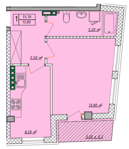 1-кімнатна 33.7 м² в ЖК Різдвяний від 32 000 грн/м², Одеса