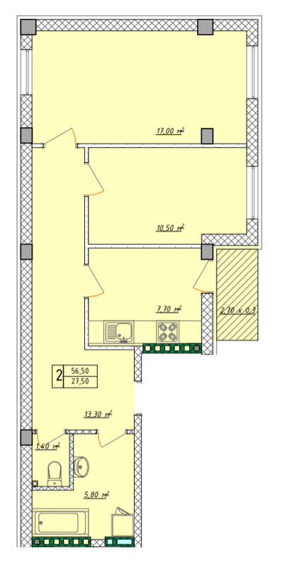 2-кімнатна 56.5 м² в ЖК Різдвяний від 30 800 грн/м², Одеса