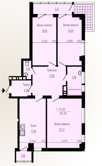 3-кімнатна 102.56 м² в ЖК Павловський квартал від 19 050 грн/м², Харків