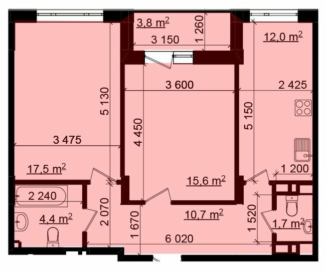 2-кімнатна 63.8 м² в ЖК Пролісок від 16 350 грн/м², Харків