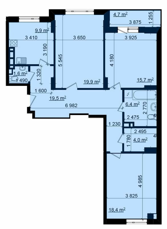 3-кімнатна 97.75 м² в ЖК Пролісок від 15 400 грн/м², Харків